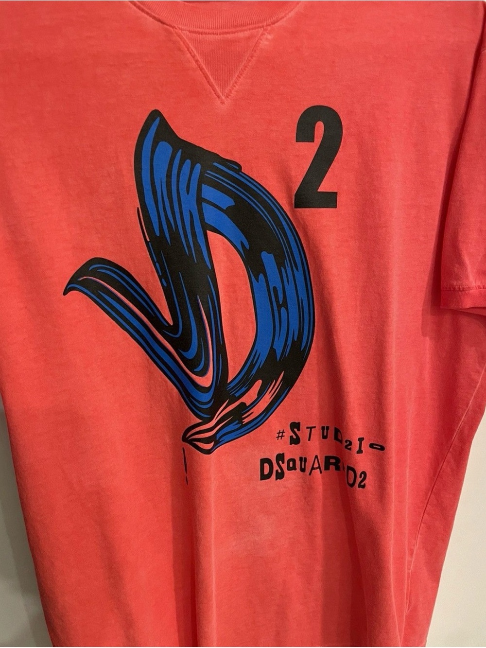 DSQUARED2 Coral Graphic Swim Shirt with Blue & Black Print